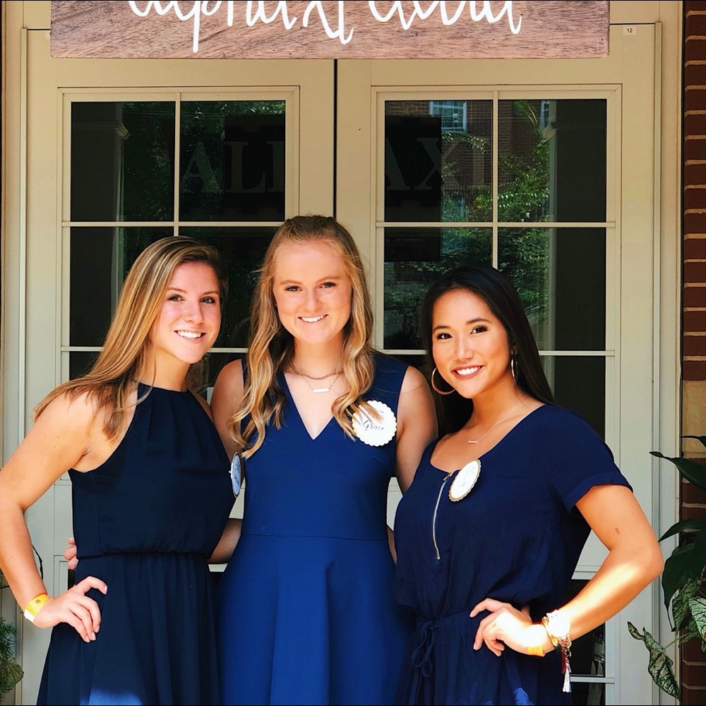 Lulus Navy Tie Waist Romper